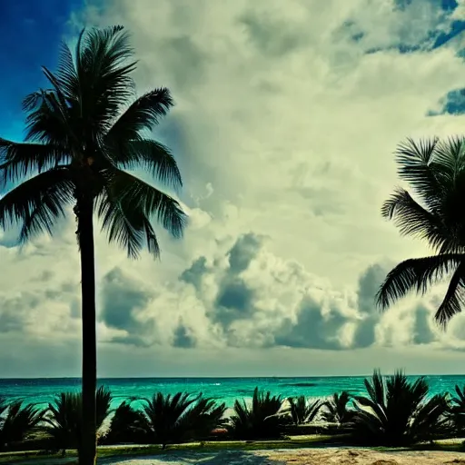 Image similar to Heaven Like place with beautiful clouds and palm trees