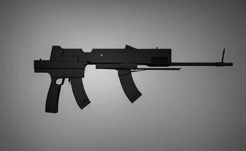 Image similar to modern submachine gun, design concept art, minimalist, studio lighting, 3d render, octane render