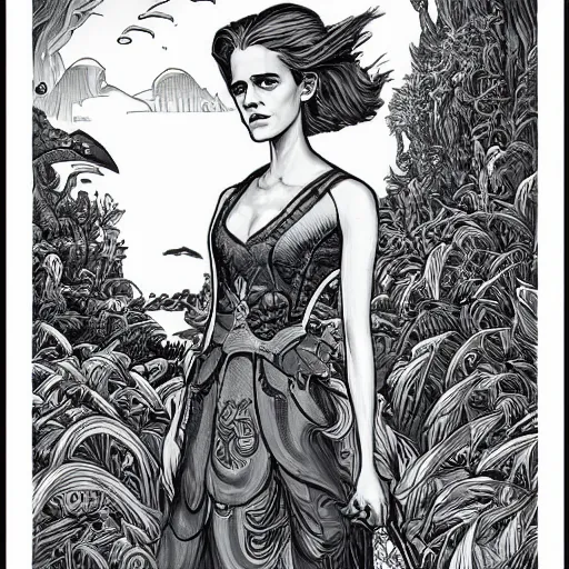 Prompt: a portrait of emma watson in a scenic environment by joe fenton