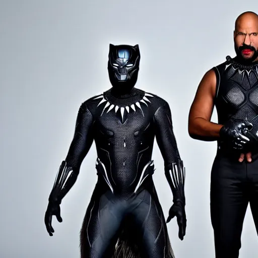 Image similar to key and peele as black panther. professional high budget studio portrait