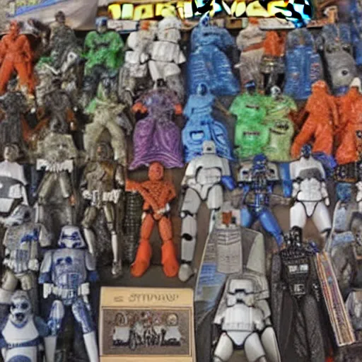 Prompt: unreleased and unopened star wars action figures,