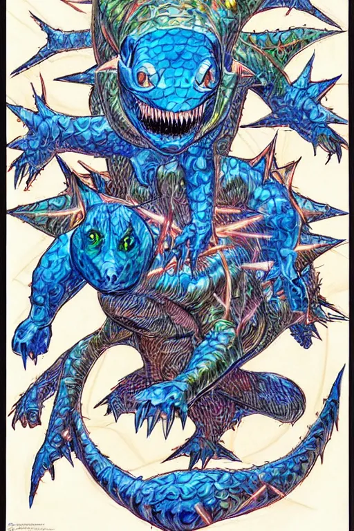 Prompt: “ a daniel johnston and hajime sorayama collaborative illustration of feraligatr ”