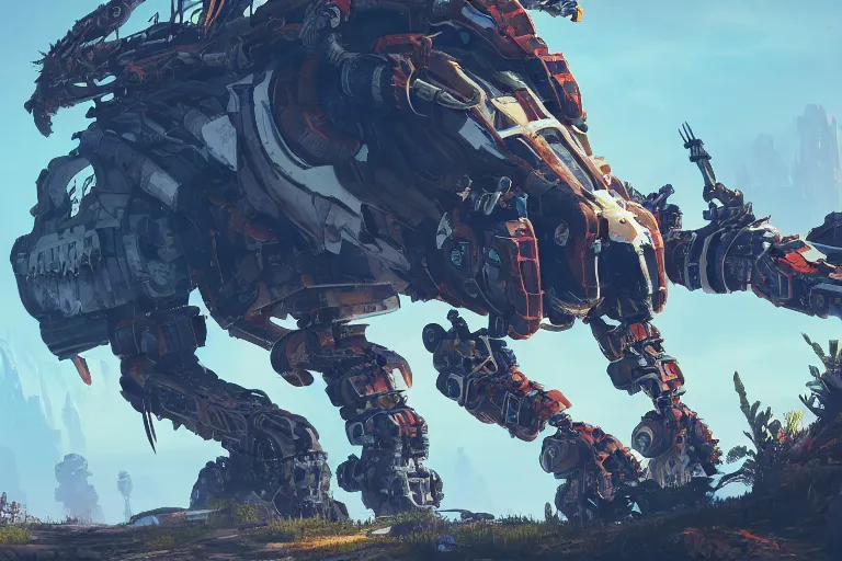 Image similar to burrower machine mecanical creature robot of horizon forbidden west horizon zero dawn bioluminiscence global illumination ray tracing hdr fanart arstation by ian pesty and alena aenami artworks in 4 k