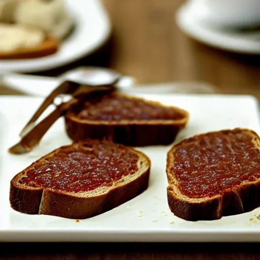 Image similar to meat jelly on rye toast,