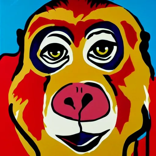 Prompt: a pop art painting of a monkey