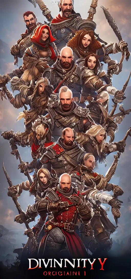 Image similar to divinity original sin 2 movie poster, high detail