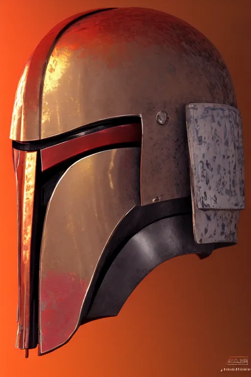 Prompt: an artistic and realistic 8k sculpture of a mandalorian helmet, liquid simulation, bright psychedelic color, dramatic lighting, silver gold red details, filigree, intricate details, cinematic, elegant, micro detail, octane render, filmic, interesting camera angle, 8k post-processing, intricate art by John Collier and Albert Aublet and Krenz Cushart and Alphonse Mucha and Greg Rutkowski