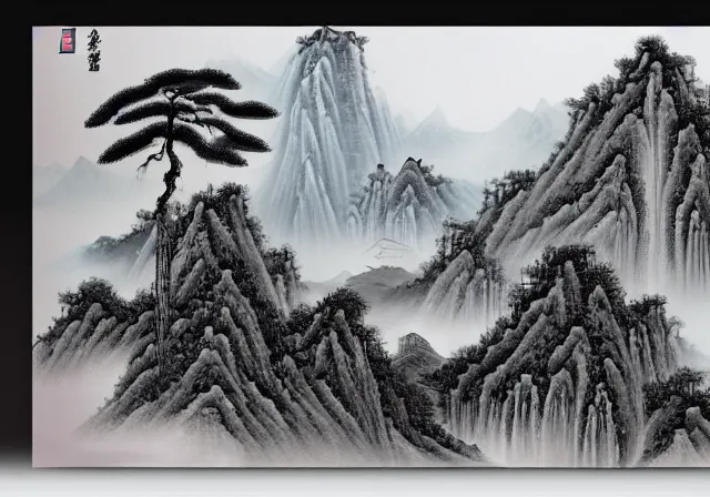 Image similar to ancient Chinese beautiful landscape mode concept art high realism