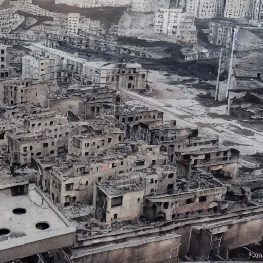 Image similar to brutalist city, prison city, totalitarian prison island, hashima island, rundown buildings, military buildings, prison complex, colorized 3 5 mm photo