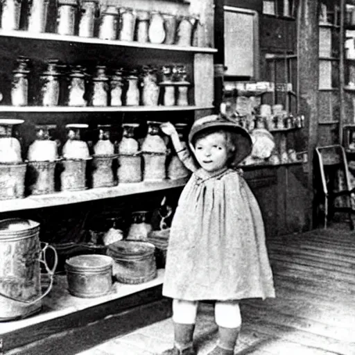 Image similar to victorian child standing in a dill maker's shop