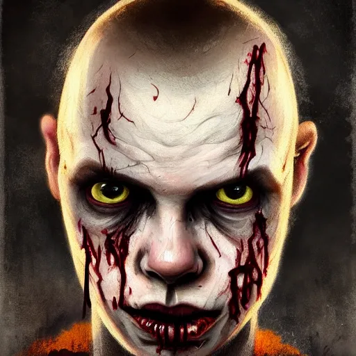 Image similar to head portrait of young and handsome billy corgan as a zombie, 7 days to die zombie, gritty background, fine art, award winning, intricate, elegant, sharp focus, cinematic lighting, digital painting, 8 k concept art, art by michael hussar, art by brom, art by guweiz and z. w. gu, 8 k