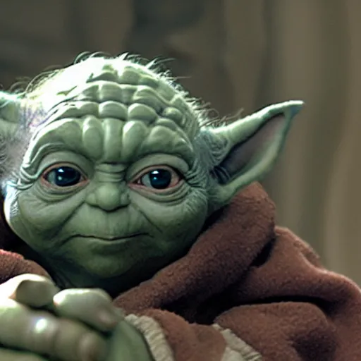 Prompt: Jedi master yoda playing with a kitten 8k