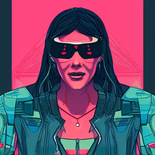 Image similar to cyberpunk kim ill sung as the leader of a futuristic communist nation, cybernetics, sharp lines, digital, artstation, colored in