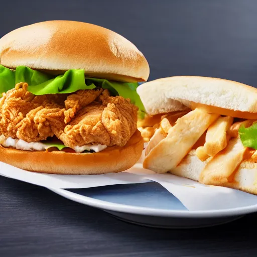 Image similar to a kfc chicken sandwich slathered in sauce, 4 k product photo