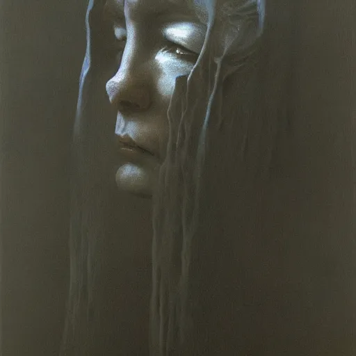 Image similar to witch by Zdzisław Beksiński, oil on canvas