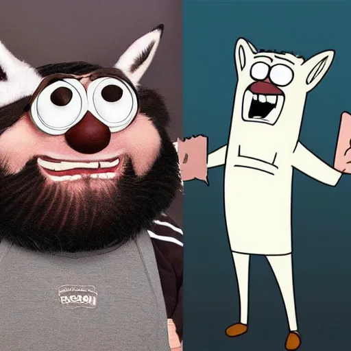 Image similar to benson from the regular show in real life