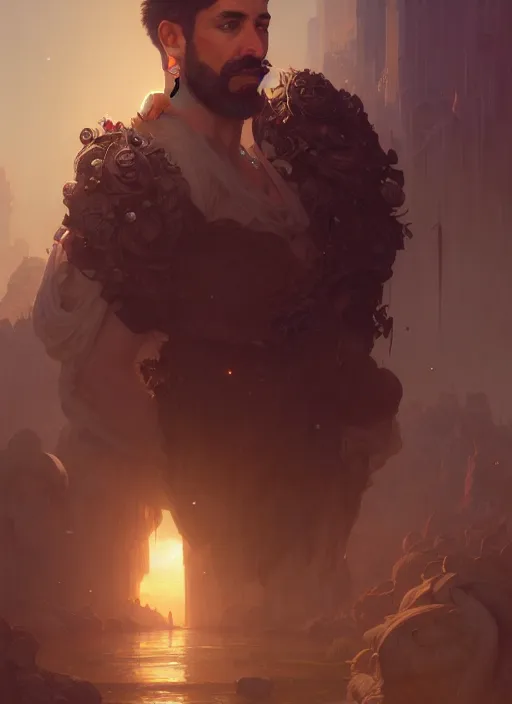 Image similar to highly detailed portrait of luis nazario de lima, stephen bliss, unreal engine, fantasy art by greg rutkowski, loish, rhads, ferdinand knab and lois van baarle, ilya kuvshinov, rossdraws, tom bagshaw, alphonse mucha, global illumination, detailed and intricate environment