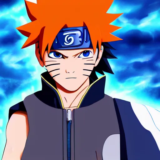 Image similar to fusion of sasuke and naruto, anime, 4 k