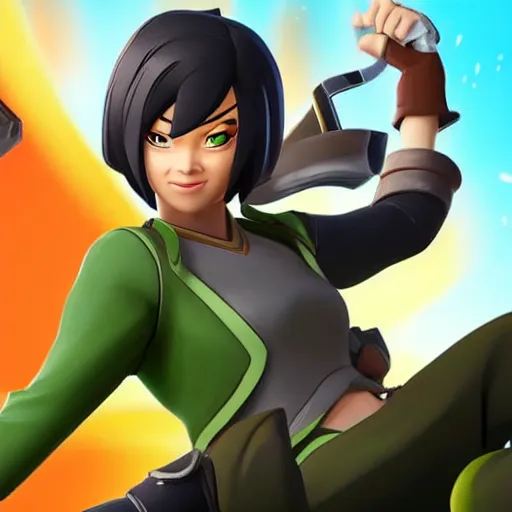 Image similar to toph beifong in fortnite, character render, full body shot, highly detailed, in game render