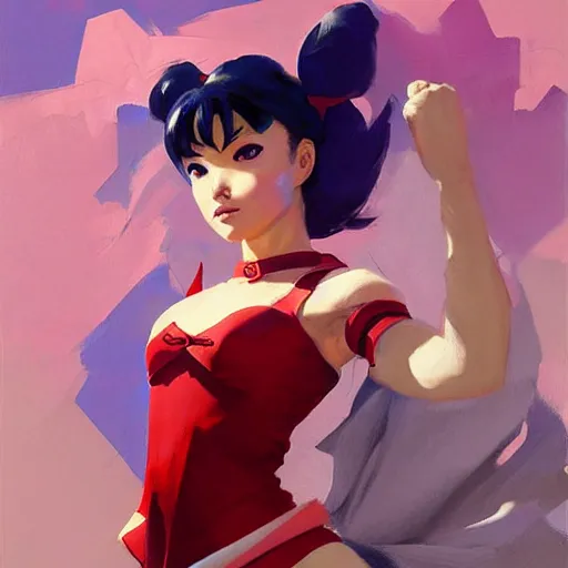 Prompt: greg manchess portrait painting of sailor mars as overwatch character, medium shot, asymmetrical, profile picture, organic painting, sunny day, matte painting, bold shapes, hard edges, street art, trending on artstation, by huang guangjian and gil elvgren and sachin teng