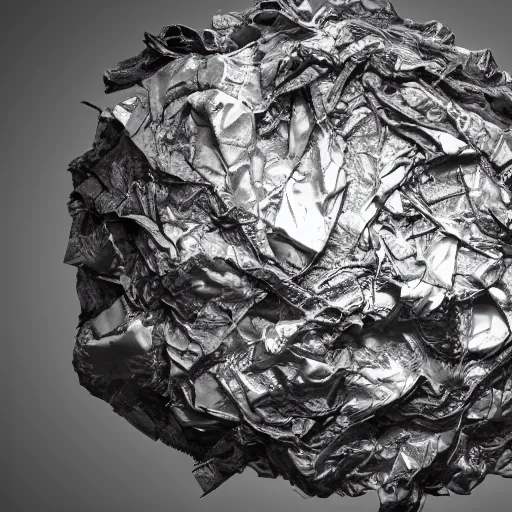 Image similar to photo of a crumpled up piece of rubbish, studio photo, photorealistic, volumetric lighting