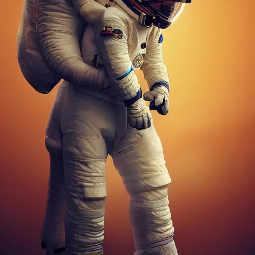 Image similar to image of astronaut holding horse on his back, hyperrealistic masterpiece, artstation, cgsociety, kodakchrome, golden ratio