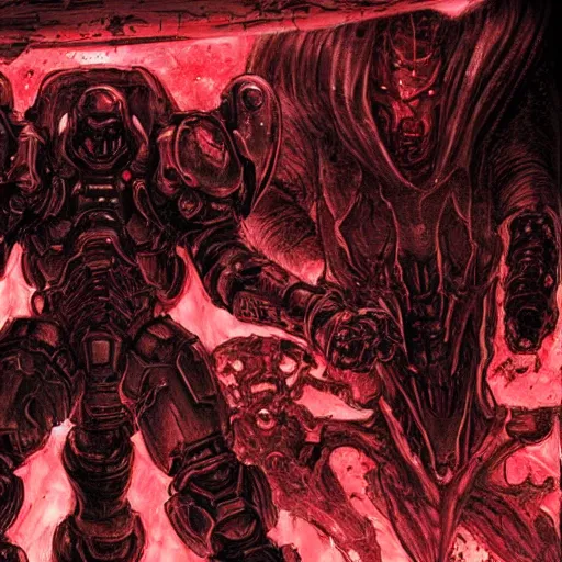 Image similar to doom slayer, tsutomu nihei art