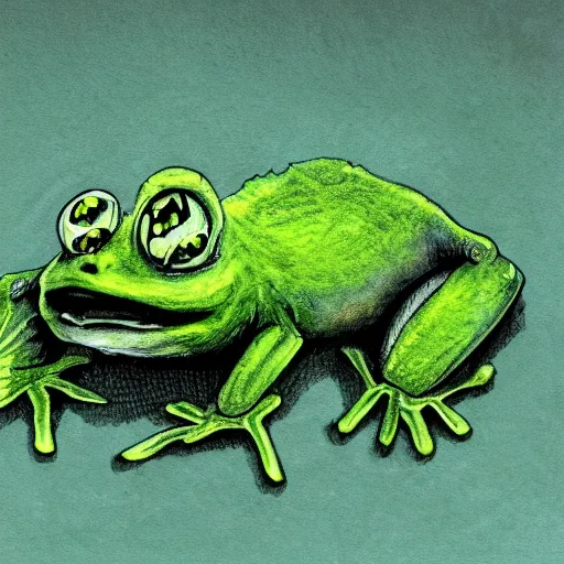 Prompt: Dandelion frog monster, semi realistic, anime art style, trending on art station