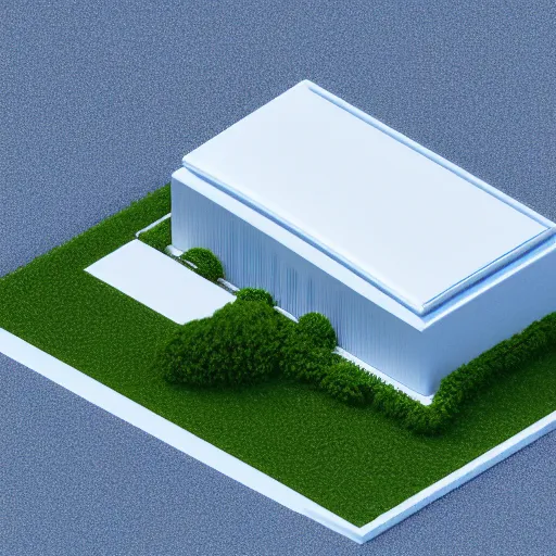 Image similar to isometric render of a white architecture model made of blue styrofoam, highly detailed pristine impressive professional render. studio lightning, minimalist, artstation, cgsociety, behance. octane, maya, 3 dsmax, vray. subsurface scattering, directional path tracing, caustics, hdri, volumetric lighting. 8 k. hdr. blender, cycles, demo scene