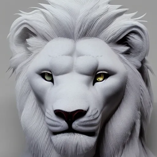 Prompt: beautiful portrait commission of a albino male furry anthro lion ice statue made entirely out of ice on display, detailed face , hyperdetailed. Character design by charlie bowater and makoto shinkai, detailed, inked, western comic book art, 2021 award winning painting