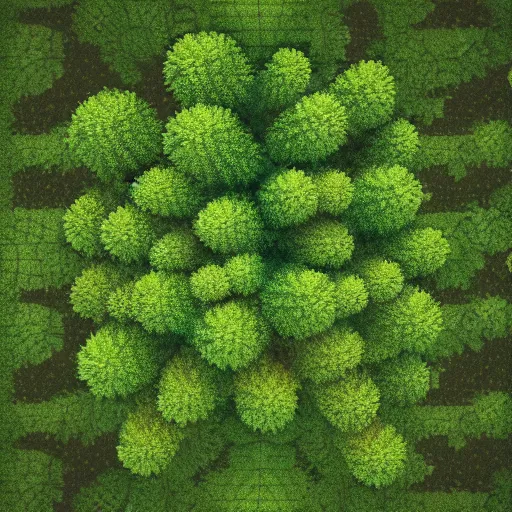 Prompt: Tree from aerial view, made of seamless squares