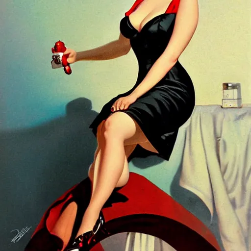 Prompt: a pinup by gil elvgren.