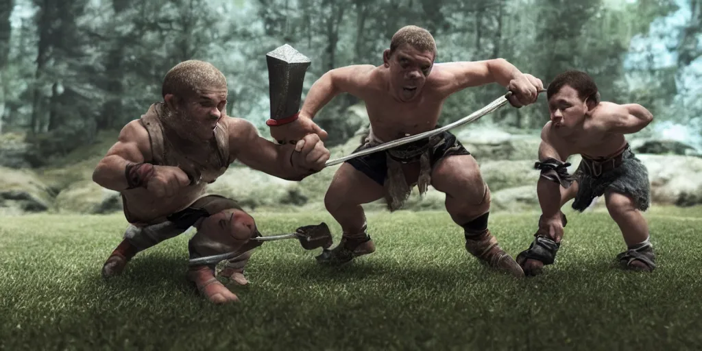 Prompt: 4k still of a ripped athletic halfling in combat