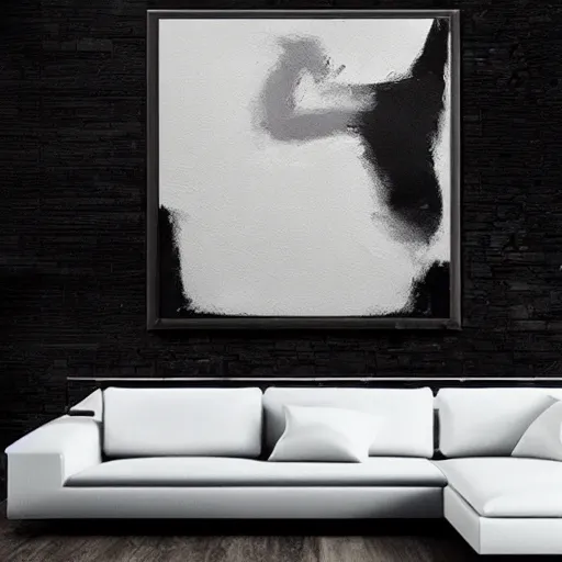 Image similar to god of peace black and white abstract painting, on canvas, wide shot, futuristic