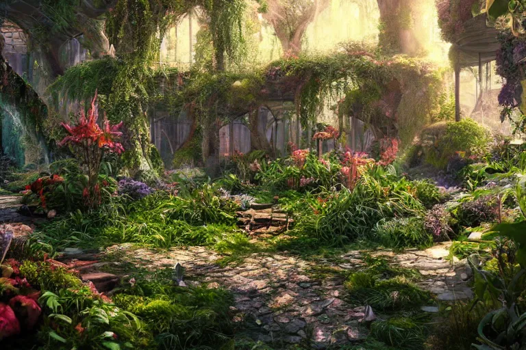 Image similar to ,inside a magical ethereal garden, highly detailed, 4k, HDR, award-winning, artstation, octane render