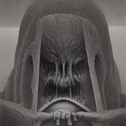 Image similar to Prison of rage. Fear and contempt. Concept art. Zdzisław Beksiński