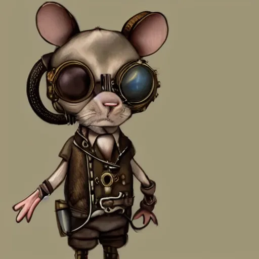 Image similar to a rat with steampunk googles, by Artstation