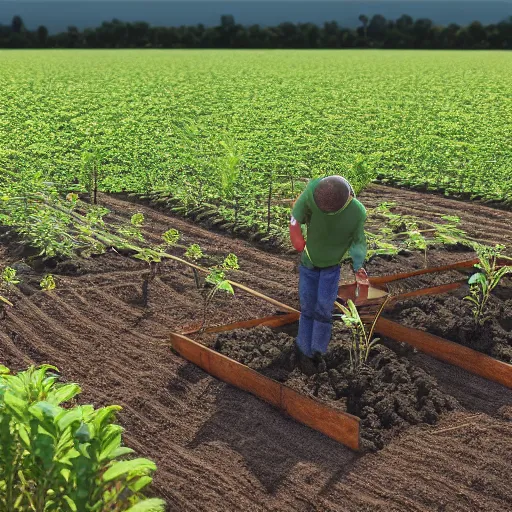 Image similar to koneki ken planting potatoes in belarus, instagram photo, photorealistic, hyper detailed, hyper realistic, houdini, vfx, unreal engine 5, octane render, 8 k, full hd