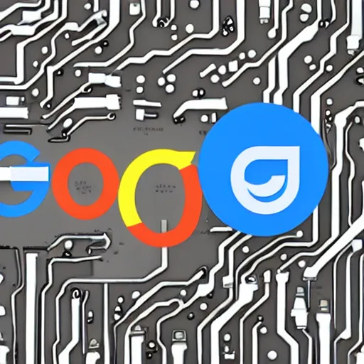 Image similar to new google logo design of a computerized robot with lots of cables and tools