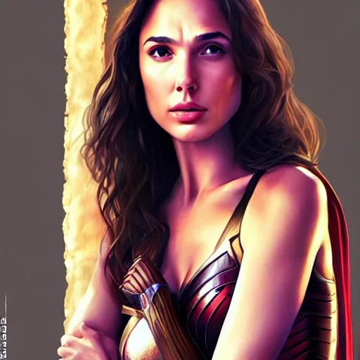 Prompt: gal gadot in the style of stefan kostic, realistic, full body, sharp focus, 8 k high definition, insanely detailed, intricate, elegant, art by stanley lau and artgerm