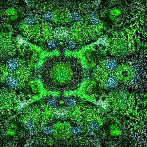 Prompt: forest floor, mossy, detailed fractal, high contrast, bumpy, blue, by david normal