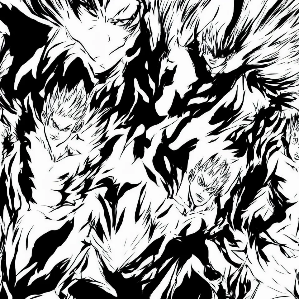 Image similar to Garou and Saitama anime, manga