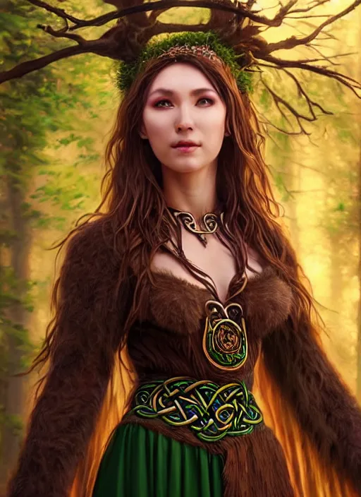 photo of a gorgeous druid woman wearing a traditional | Stable ...