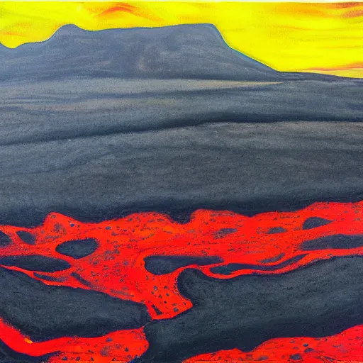 Image similar to a lava field at night, expressionism