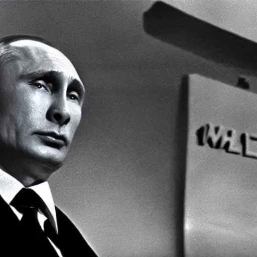 Image similar to vladimir putin riding the bomb, dr strangelove, movie