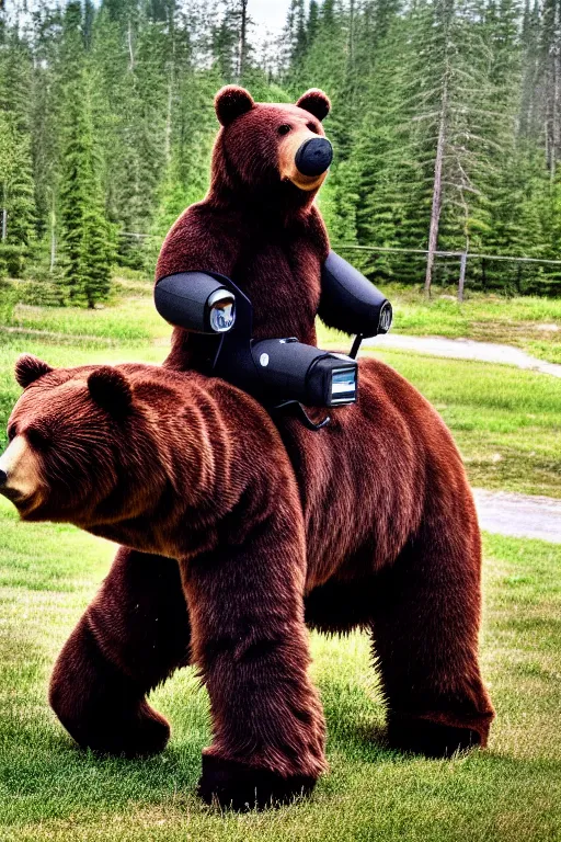 Image similar to a picture of putin ride robotic bear - photorealistic, details, photoshopped taken with canon eos 5 d mark iv, versatile, lens interoperability, autofocus, 4 k uhd video capture at 3 0 fps, 8 k time - lapse functions, by karah mew