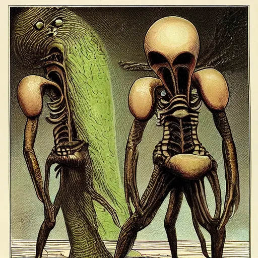 Image similar to aliens from the second edition of barlowe's guide to extraterrestrials