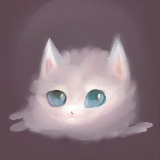 Image similar to cute kitty as a cloud, fluffy, pixar, concept art, digital art, painting