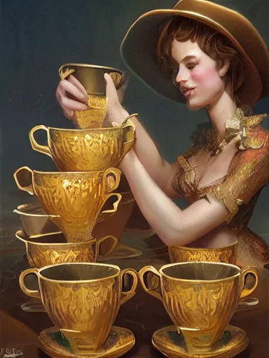 Image similar to a group of friends, cheers, arms up with golden cups. farm festival intricate, elegant, highly detailed, digital painting, artstation, concept art, sharp focus, illustration, by justin gerard and artgerm, 8 k