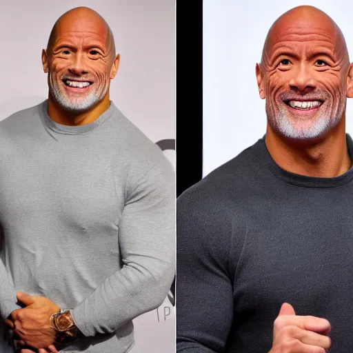 Prompt: Dwayne The Pebble Johnson, red carpet, studio lighting